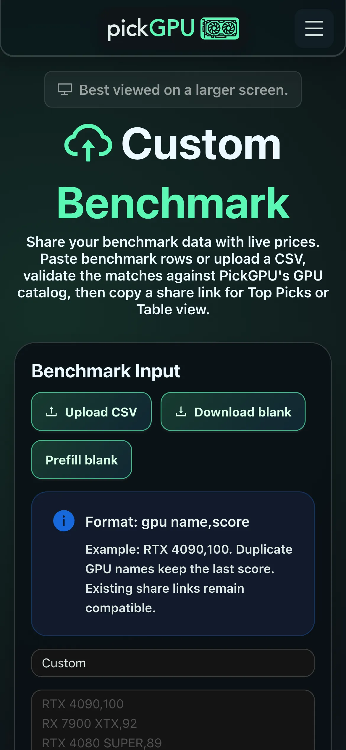 The current mobile details view